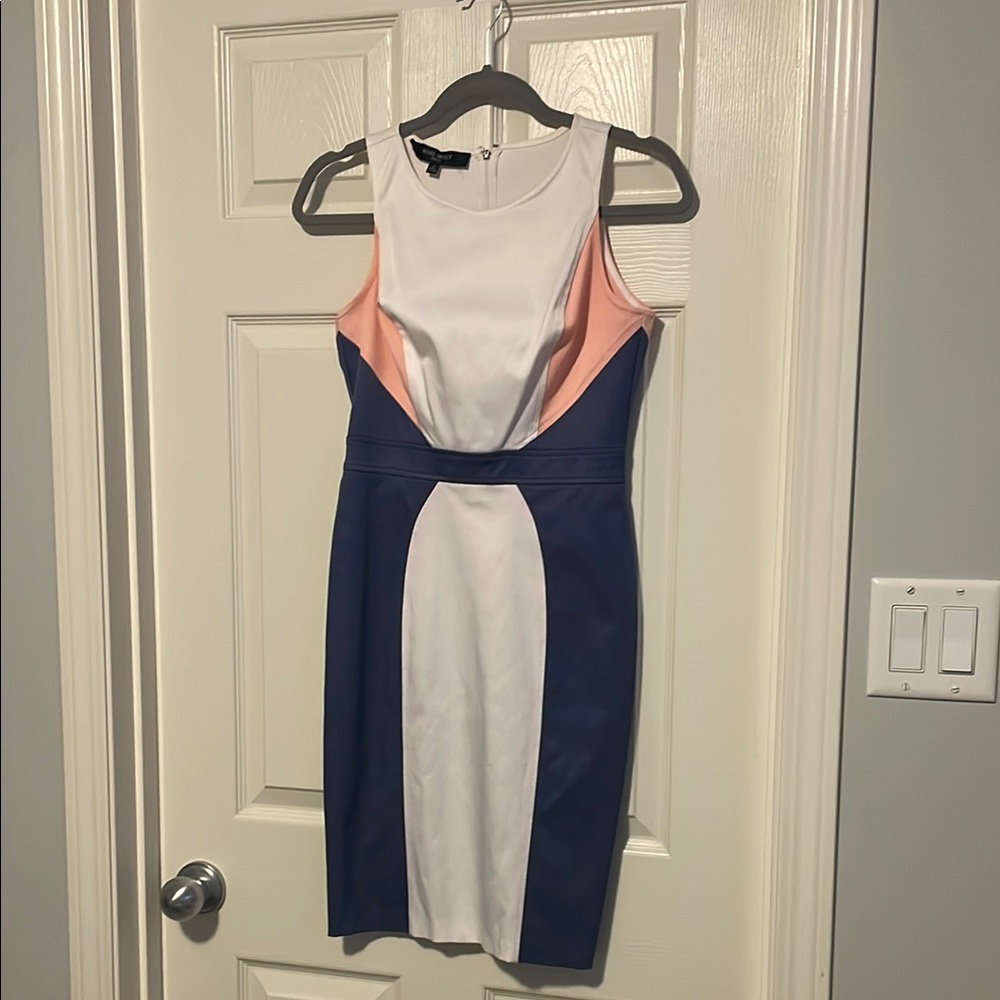 Colorblock Sleeveless Dress - White, Pink, and Blue